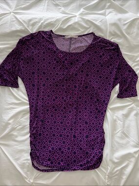 41 Hawthorne Women’s Purple Patterned Short-Sleeve Top